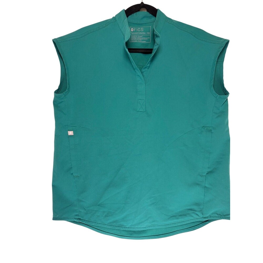 FIGS Rafaela Sleeveless Scrub Top Womens XXS Green Teal Technical Collection Med
